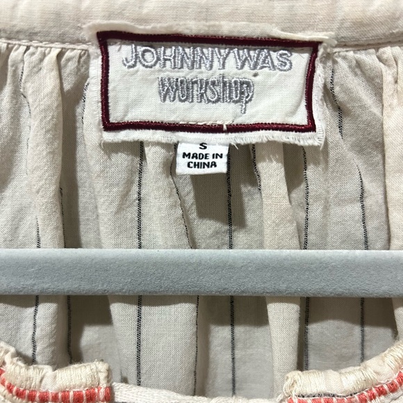 Johnny Was Peasant Blouse Top Boho Cream Embroidered 3/4 Sleeve  SZ S EUC - Picture 4 of 10